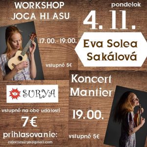 Eva Solea Sakálova: Workshop Joga Hlasu a Koncert Mantier @ Čajovňa Surya